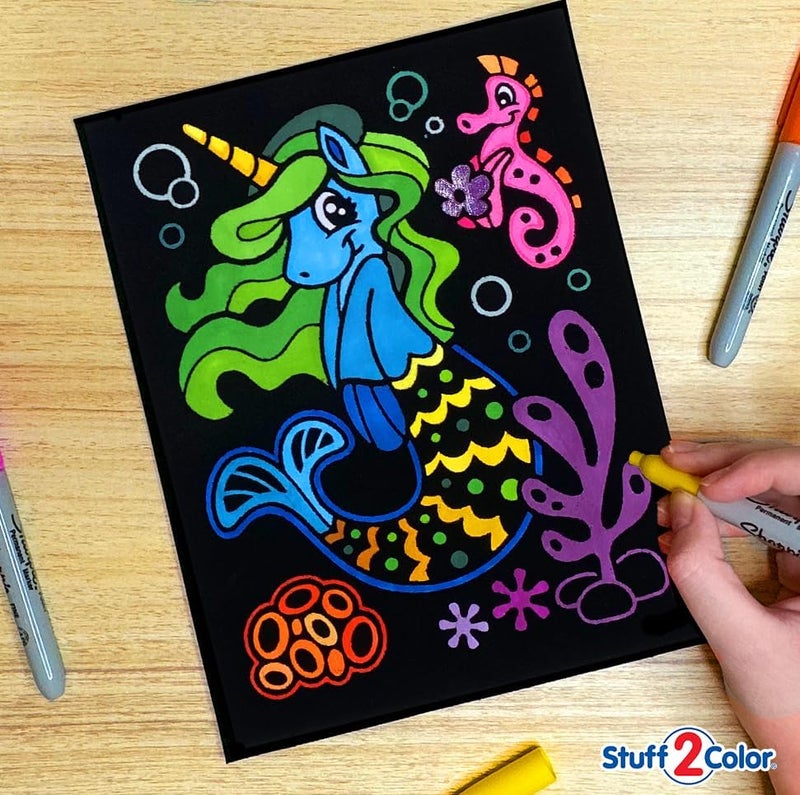 Stuff2Color Super Pack of 18 Fuzzy Velvet Coloring Posters (Unicorn Fun Edition) - Great for Family Time, Arts and Crafts, Travel, Quiet Time, Sharing, Parties [All Ages: Kids, Girls, Adults, Toddlers, Teens] - Image 4